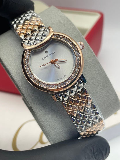 Montre Cartier bracelet en rose gold & argenté