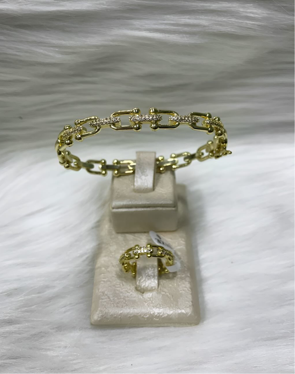 Bracelet + la bague Tifanny مشلل بالذهب
