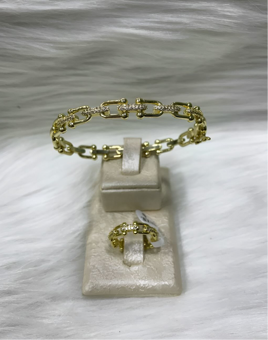 Bracelet + la bague Tifanny مشلل بالذهب